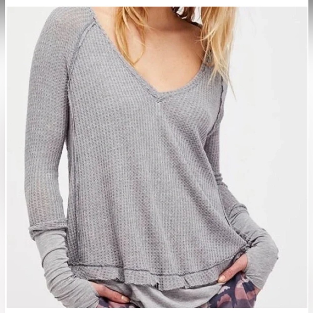 We The Free FREE PEOPLE We the Free Laguna Thermal Gray Top Medium